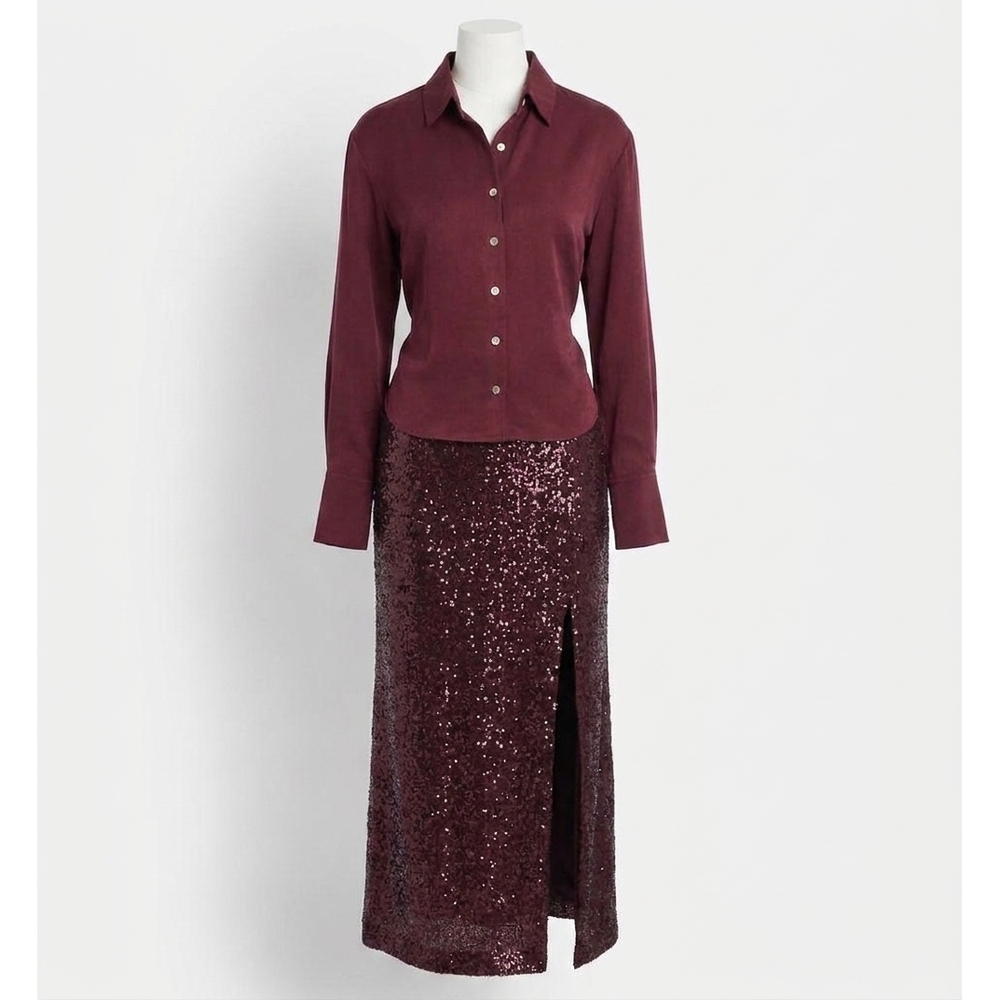 NEW FIFTEEN TWENTY tawnie side pleat shirt in wine